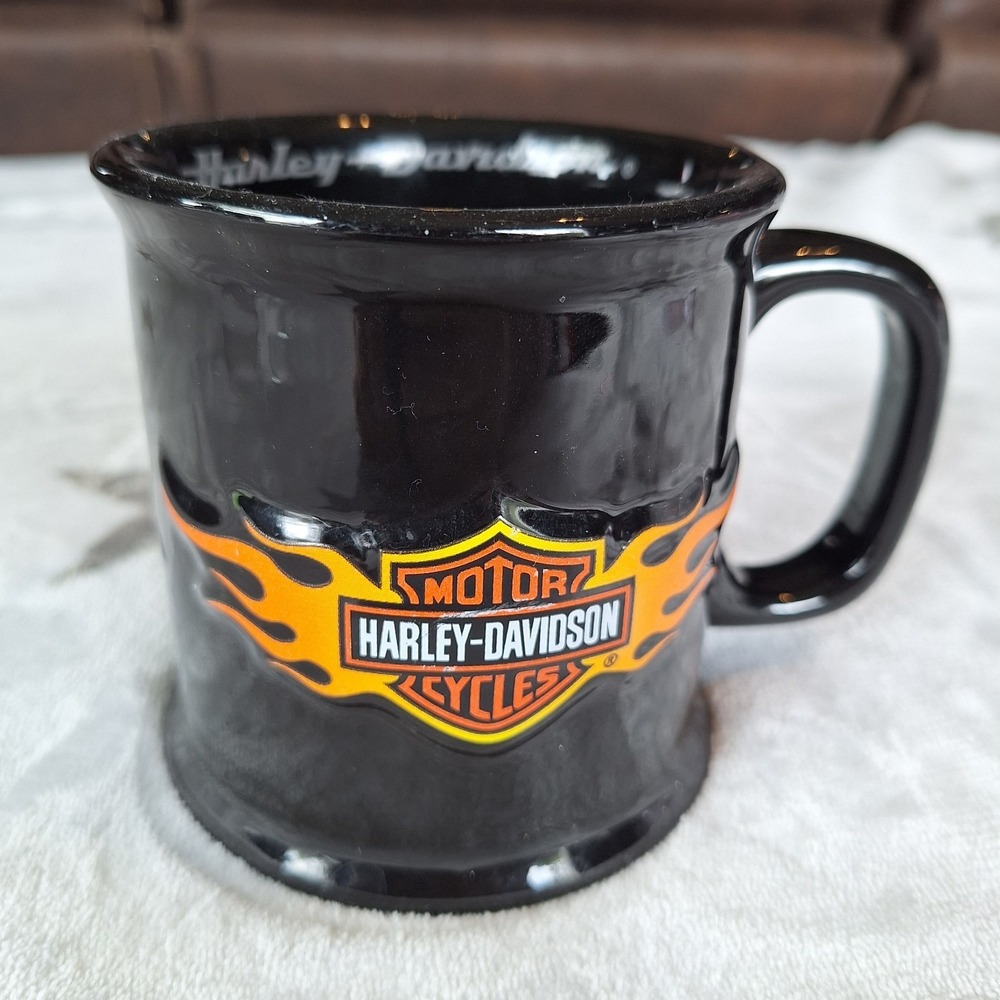Harley Davidson 3D Raised Flames with‎ Logo 16 oz Coffee Cup Mug  Black